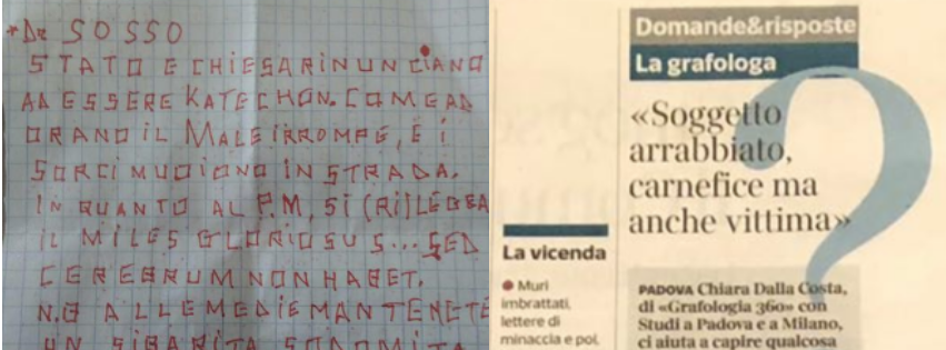 Articolo Corriere con intervista a Grafologia 360 su lettera anonima Erostrato