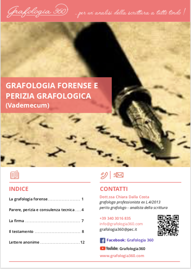 e-book sulla grafologia forense e il perito grafologo di Grafologia360