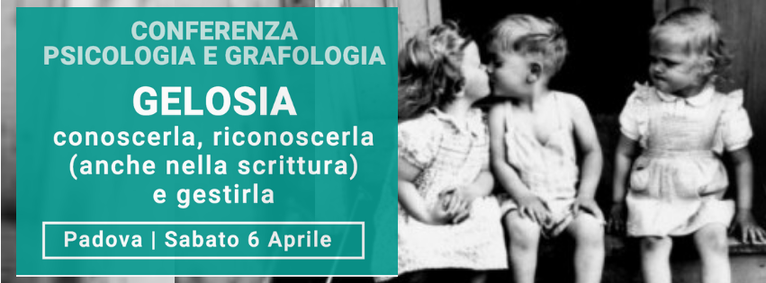 Locandina conferenza di grafologia e psicologia sulla gelosia di Grafologia360 a Padova