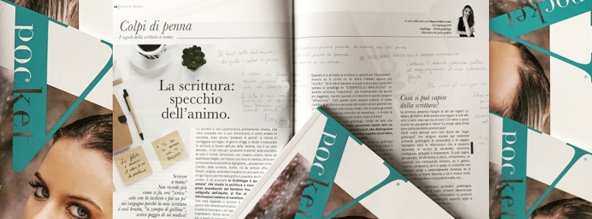 Articolo di Grafologia360 su V Pocket di luglio sulla grafologia