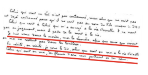 Rigo discendente della scrittura di Beato Carlo di Gesù da Grafologia360